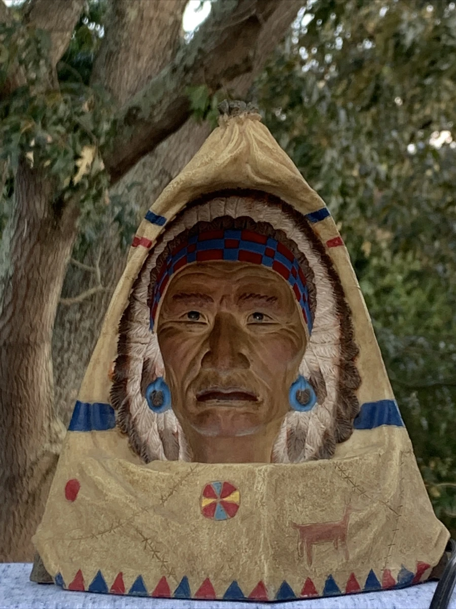 Vintage UNIQUE American Indian Lighted Shadow Teepee Chief Sitting Bull  ❤️sj4j2 | eBay