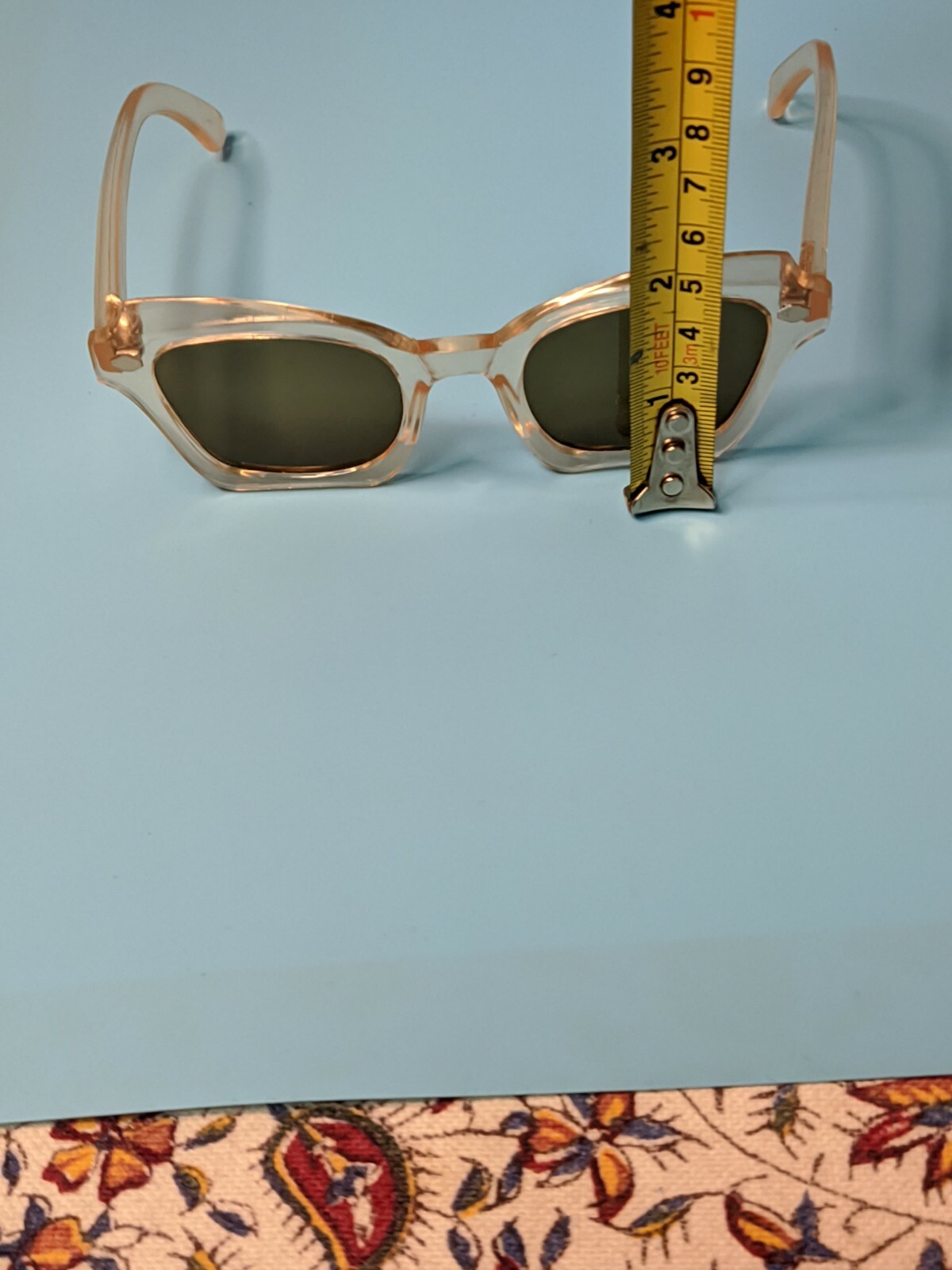 VINTAGE 40s CLEAR ACETATE RECTANGULAR SUNGLASSES … - image 5