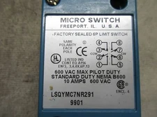 1 MICRO SWITCH LSQYMC7NR291 9901 LIMIT SWITCH