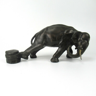 Dekorative Metall Figur gefesselter Elefant Metal Figurine Bound Elephant RARE