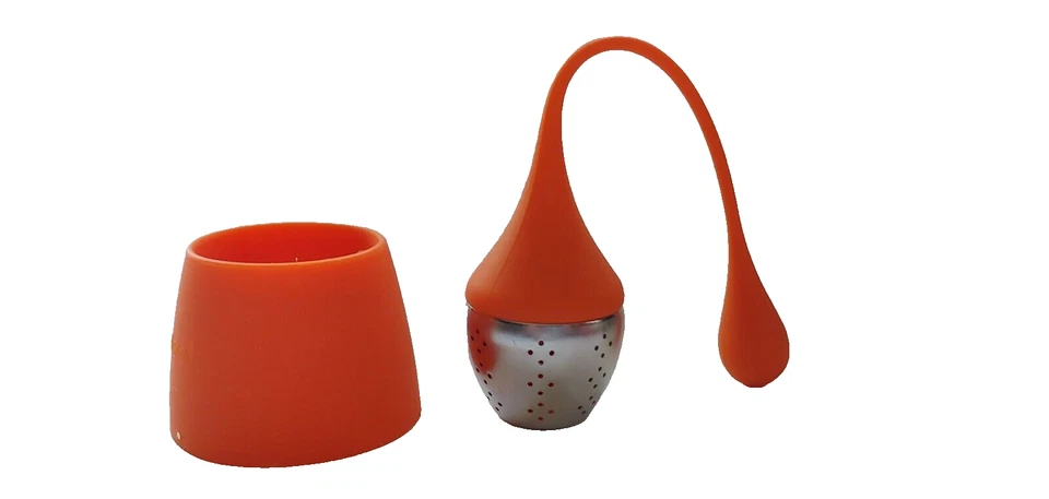 Маленький апельсиновый утяжеленный подвесной чайный заварник с подставкой — заваривайте идеальные чашки чая! - Изображение 3 из 4