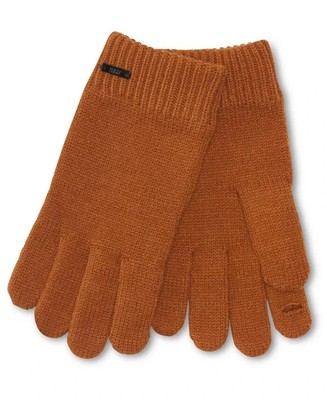 DKNY Rib Knit Flip-Top Finger Gloves Women's One Size Pecan Pull On