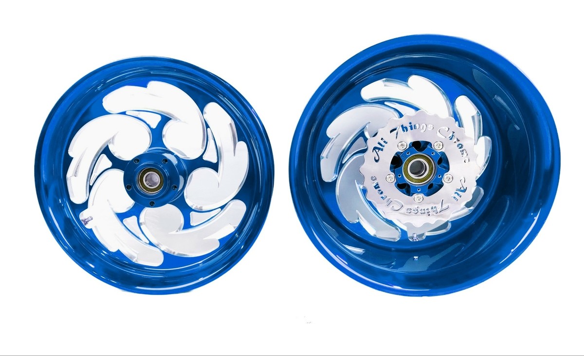 ZX-14 STOCK SIZE CANDY BLUE CONTRAST SHREDDER WHEELS 06-11