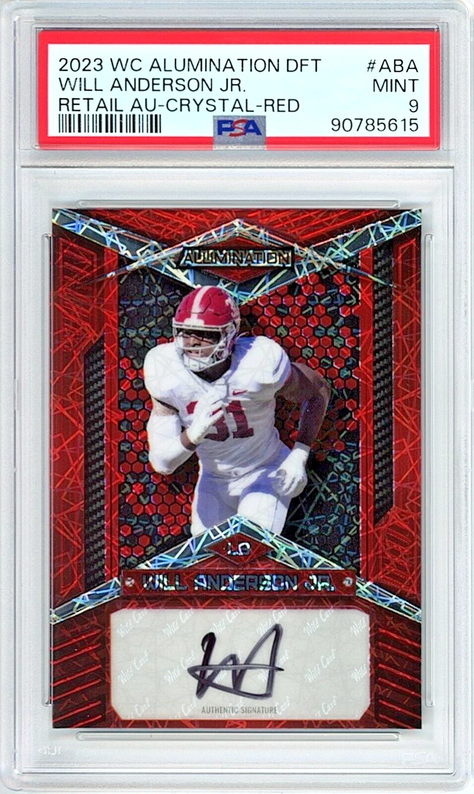 Will Anderson Wild Card Alumination Draft Retail Autographs #ABA Crystal-Red