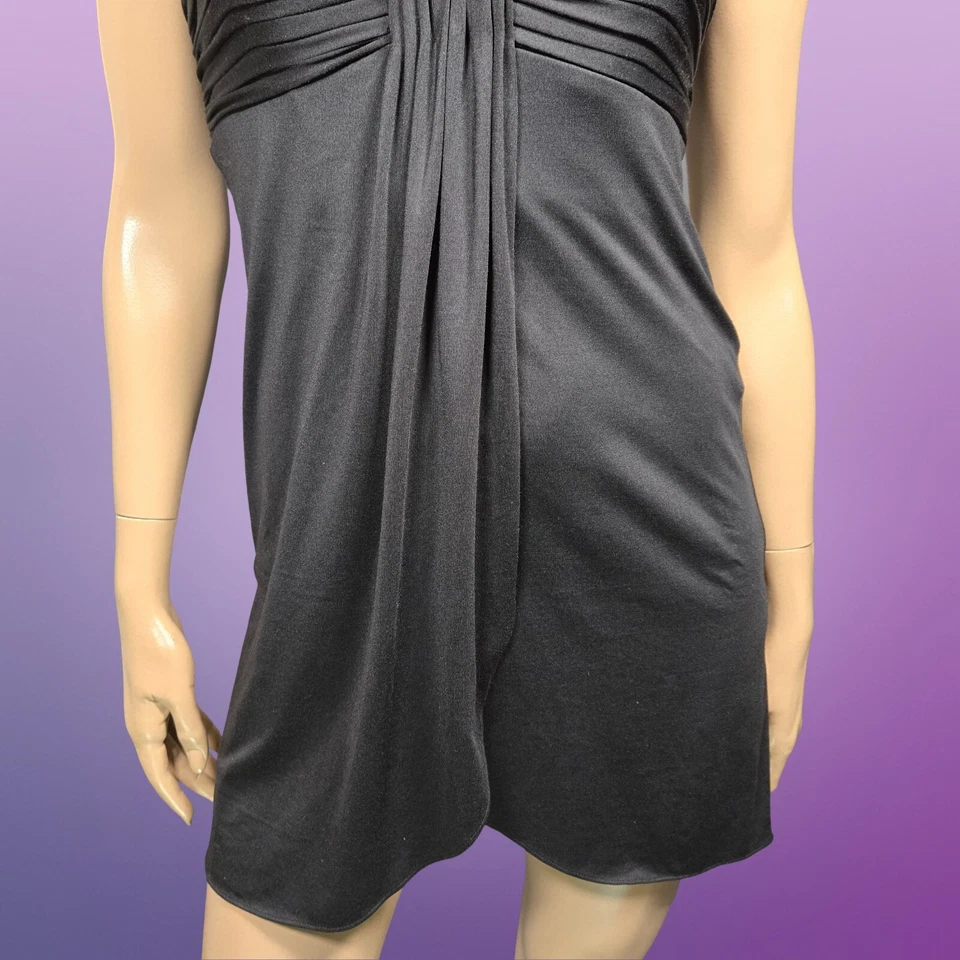 Y2K Le Chateau Long Babydoll Top Size S Black Sleeveless McBling Going Out Top - Image 4 of 4