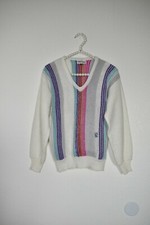 Vintage White Colorful Striped Sweater