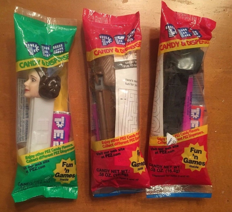 Star Wars Pez, Three of the Top! Chewbacca, Leia, and Vader, unopened Group of 3
