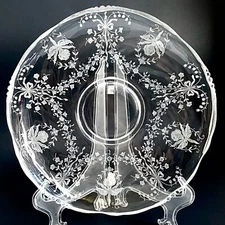 Heisey Orchid Gardenia Bowl 13” Waverly Serving Platter Etched Glass Centerpiece