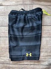 Under Armour Youth Boys Black Gray Swim Trunks NEW