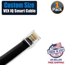Custom Length VEX IQ Smart Cables 4" - 72" RJ12 6P6C Left Latch Offset Tab