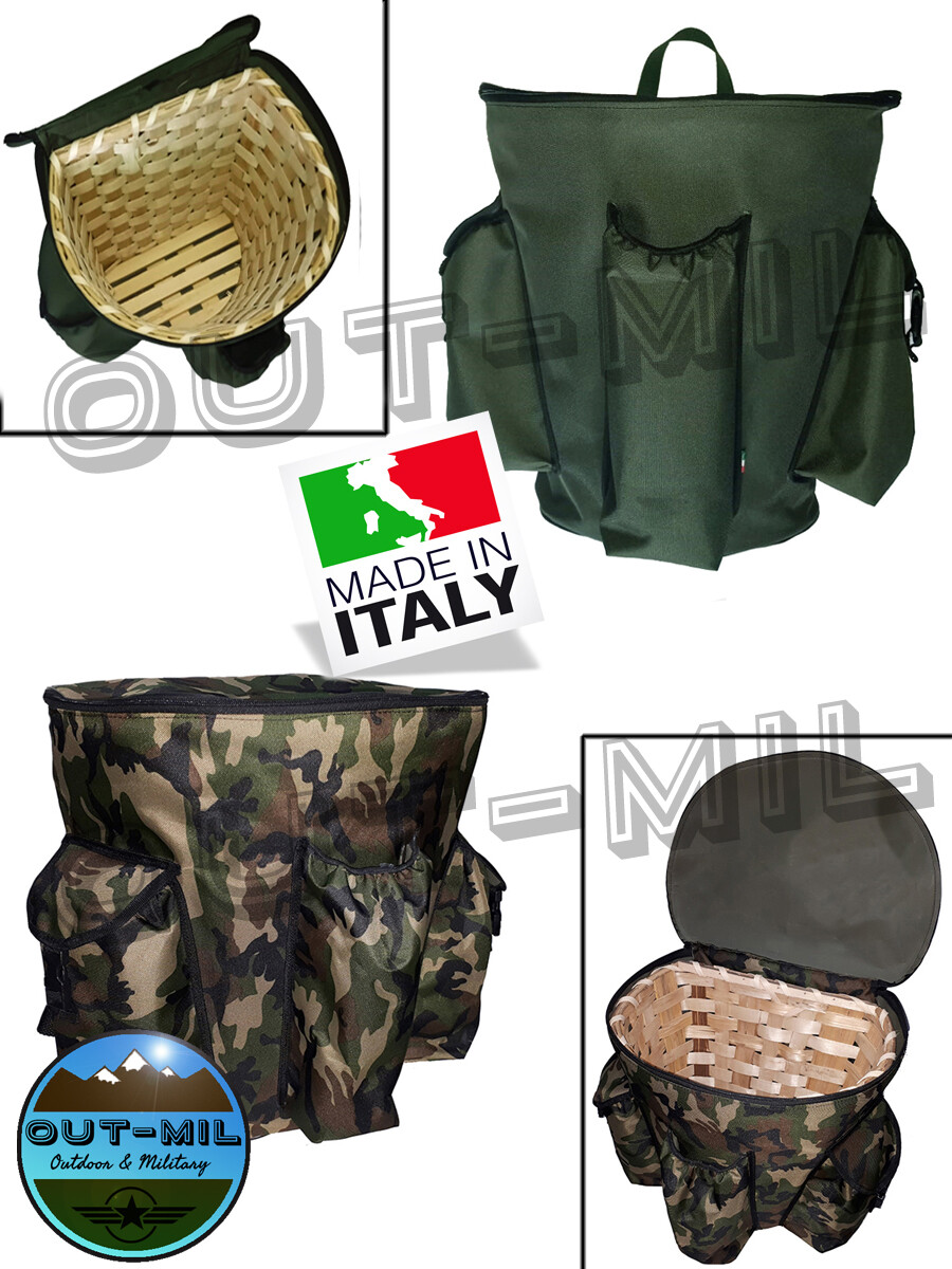 Mochila Camuflaje Artesanal para Colección Setas Castañas Con Bici Cesta Madera