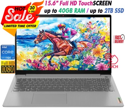 Lenovo Newest Laptop 15.6'' Touchscreen Intel i3-1115G4 Up to 40GB RAM & 2TB SSD