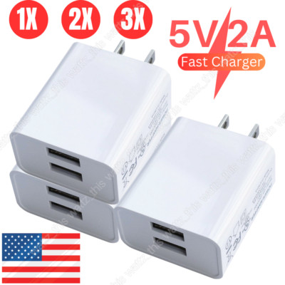 Dual Port USB Power Adapter Cube Fast Wall Charger Block For iPhone iPad Android