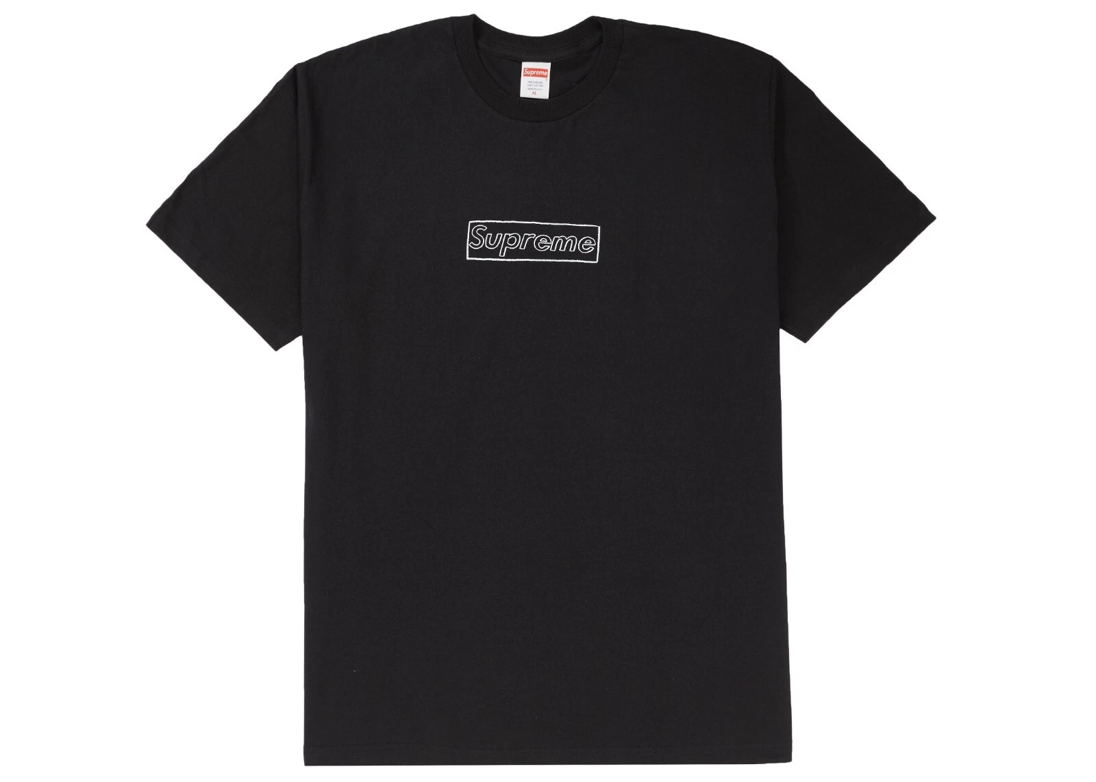 T shirt logo craie Supreme KAWS (SS21) NOIR flambant neuf taille authentique M
