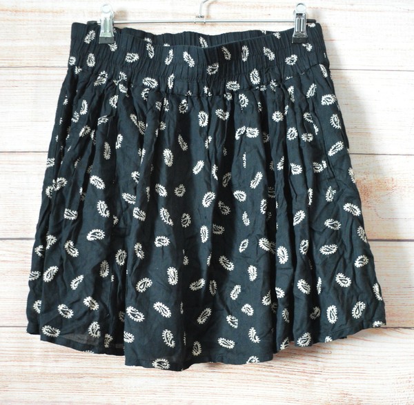 Country Road Skirt Womens Size 8 Black Beige Stretch Waist A Line Circle