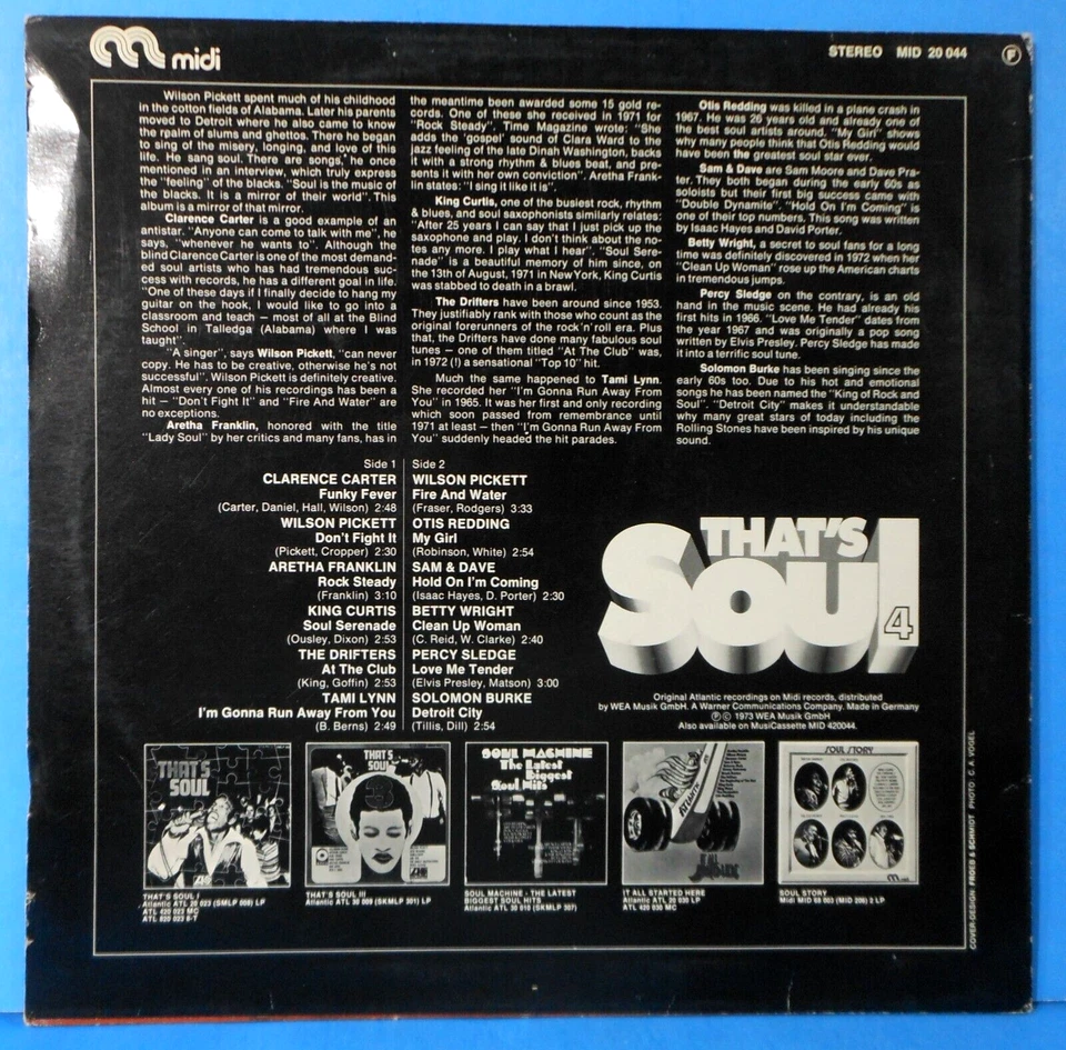 THAT'S SOUL IV LP 1973 GERMANY ARETHA OTIS DRIFTERS GREAT CONDITION! VG+/VG+!! - Image 2 of 4