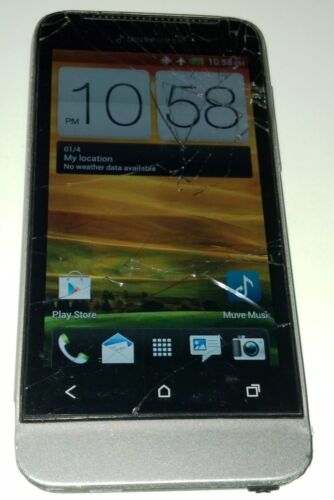 HTC One V - 4GB - Grey (Cricket) Smartphone Cracked Glass Bad WiFi - Afbeelding 1 van 7