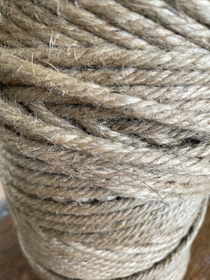 Cuerda natural trenzada de yute de 5 mm 320 pies resistente gruesa decoración artesanal Foto 2 de 3