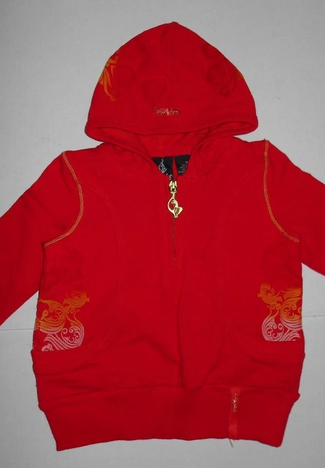 Diseñador Niñas Pequeñas BABY PHAT Top Rojo Chaqueta con Capucha Pullover Talla 18 Meses Difícil de Encontrar Foto 3 de 4