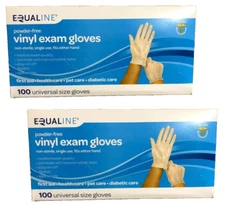 EQUALine Powder-Free Vinyl Exam Gloves 100-ct Universal Size Gloves, 2 Boxes**