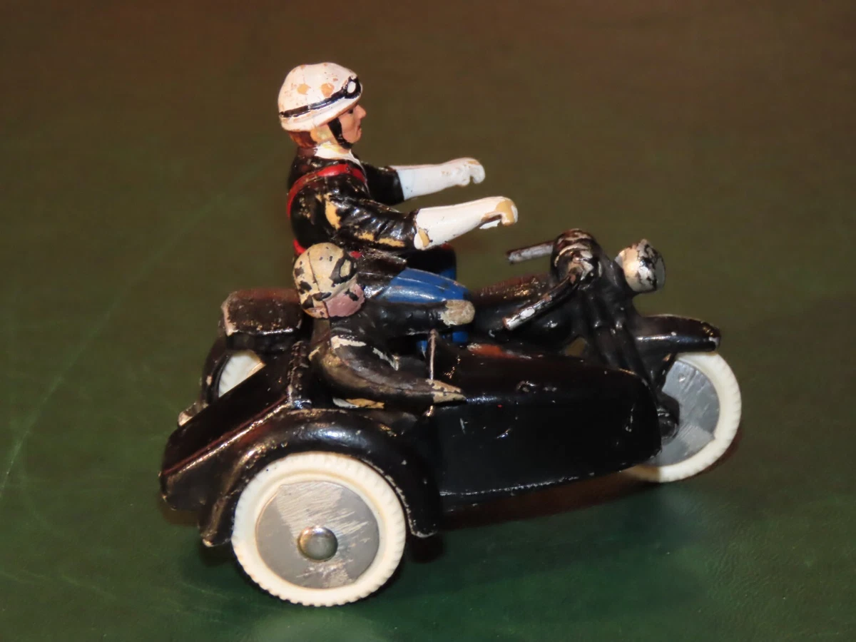 Side-car Miniature Ancien Pour Enfant | Jouet Rétro Peinture Abîmée | Side-car Miniature Jouet Enfant Ancien