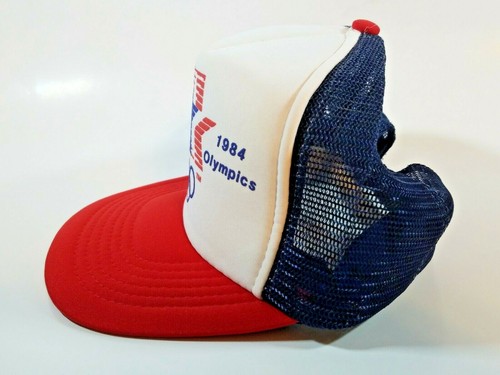 Vintage 1984 Olympics Hat 80's Mesh Snap Back Los Angeles Red White Blue - 第 4/8 張圖片