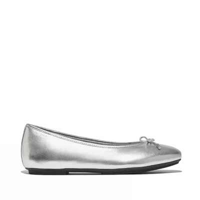 FITFLOP DELICATO Ballerina Slipper silber Wechselfußbett IH2-011
