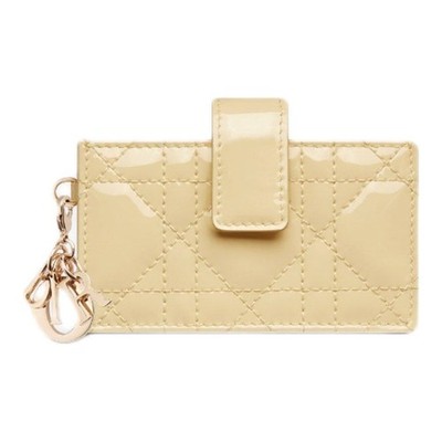 DIOR patent leather and cowhide card holder coin purse for women　4.1×2.4×1.2　in