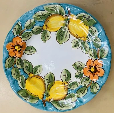 Vietri Pottery Sorrento Lemon Pattern 9’’ Pasta Plate Made/Painted by hand-Italy
