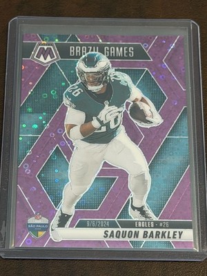2025 Panini Mosaic Saquon Barkley Brazil Games Purple Disco Prizm 34/50 #263