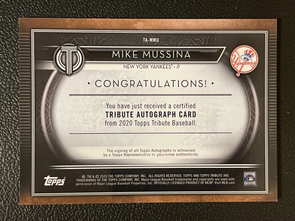 2020 Topps Tribute Baseball #TAMMU Mike Mussina 87/110 Auto - Image 2 of 2