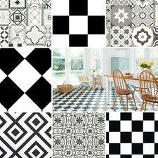 Black & White Candy Vinyl Flooring Pattern Lino 2.8mm Foam Back Kitchen Bathroom