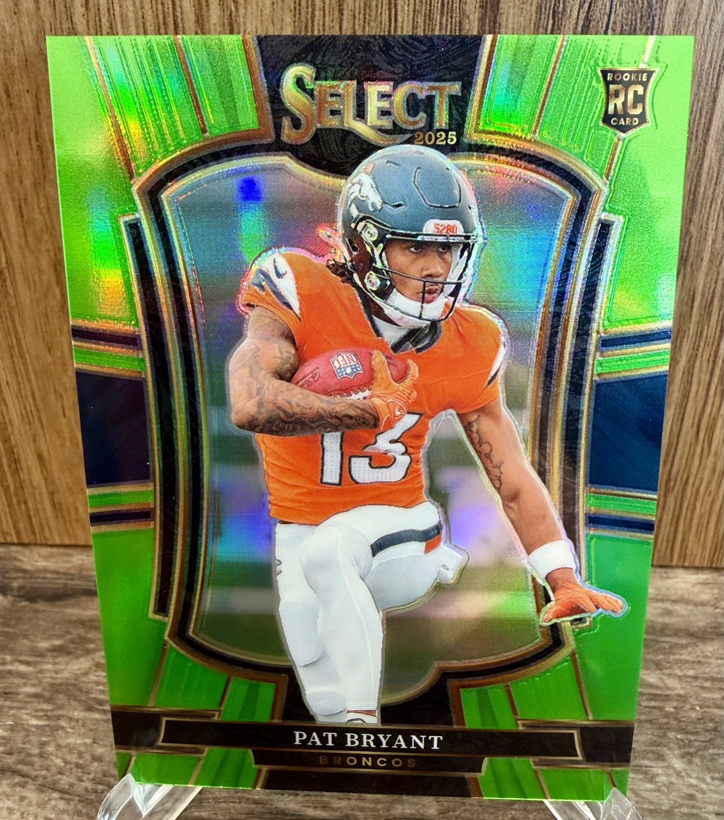 2025 Panini Select Pat Bryant Premier Level RC Neon Green Prizm #/49 Broncos