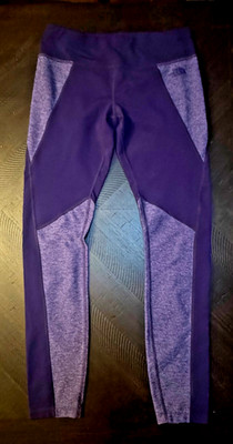 The North Face Women Leggings M Purple Two Tone Athletic Stretch High Rise