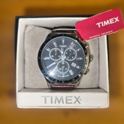 TIMEX Traveller Crongrafo Leather Watch Box Included Authentic Genuine