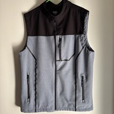 Men’s Grey & Black Fleece Lined CODY JAMES CORE Zip Up Vest, Size Large