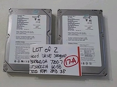 Hard Drive Seagate Barracuda 7200.7 ST3160021A 160GB 7200 RPM 2MB  3.5'' Lot Of 2