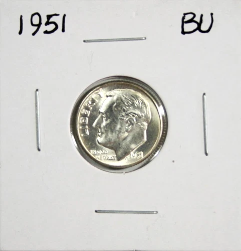 1951 Roosevelt Dime BU #GA "90% Silver"