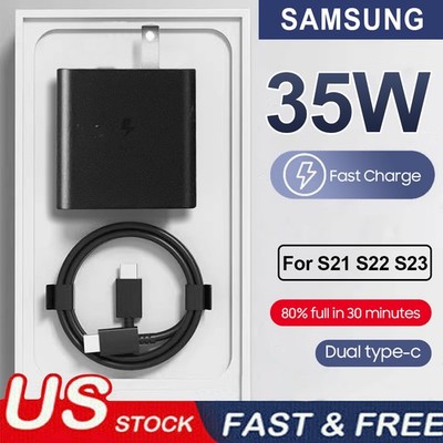  35W PD Power Adapter Duo Wall Charger&Cables For Samsung S24 S23 S22 S21 S20 S9