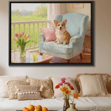 Corgi Oil Painting Dog Artwork Canvas Print Pet Wall Art Living Room Decor