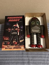 THUNDER ROBOT TIN TOY Battery Operated Dark Brown ROBOT MIB. Nice Collectible