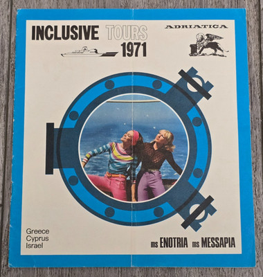 Vintage 1971 ADRIATICA LINE Mediterranean Cruise Brochure ms ENOTRIA ms MESSAPIA