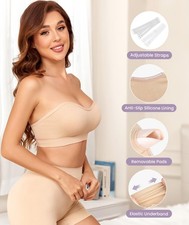 Strapless Bras for Women Bandeau Bra with Clear - 2XL