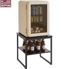 Adjustable Small Table Stand W/ Storage Shelf Office Coffee Mini Fridge Printer