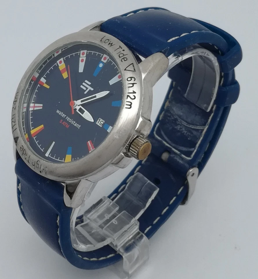 ET Herrenuhr,Tidenuhr,Drehlünette,Leuchtzeiger,Datumsanzeige,die Uhr läuft - Bild 3 von 4