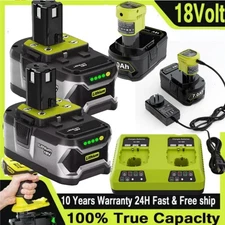 For RYOBI 18V P108 P107 Plus High Capacity Lithium Ion Battery/P117 Charger