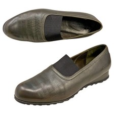 ARCHE Delamo Dark Green Leather Stretch Slip On Shoes Womens Size 39 EU / 8 US