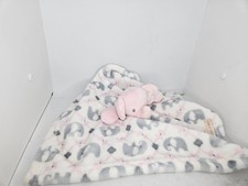 Blankets and Beyond Elephant Pink Gray Baby Security Blanket Lovey Plush Fleece