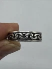 Vtg Sterling Silver 925 Chain Link Wave Design Band Ring size 9 tested