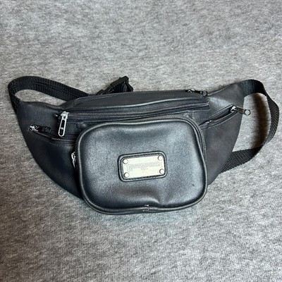 Eastsport Fanny Pack 90s Faux Leather Waist Bag Black One Size hiking outdoors